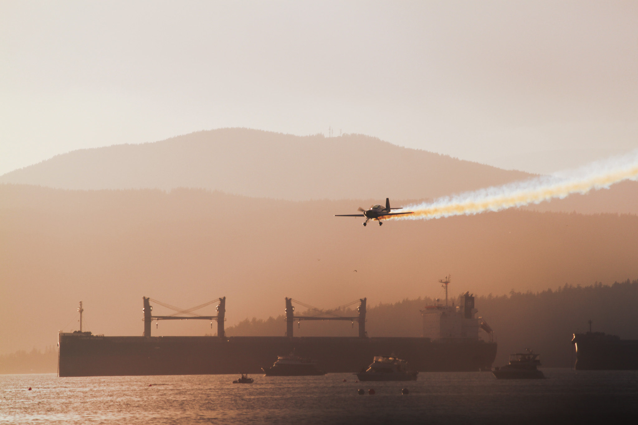 Golden hour shot of Airshow plane